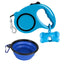 3-In-1 Dog Traction Rope And Folding Bowl Set