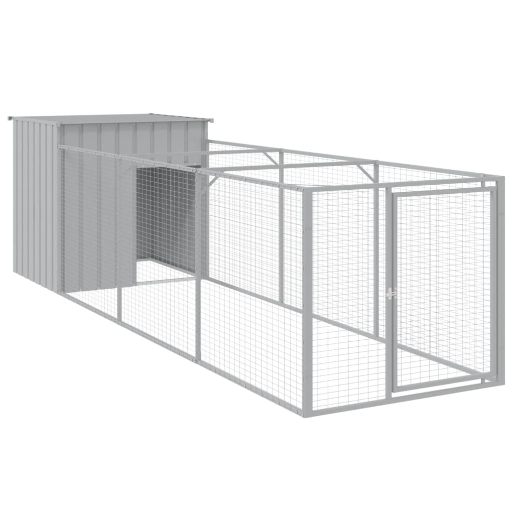 vidaXL Dog House with Run Outdoor Dog Kennel Cage Shelter Galvanized Steel