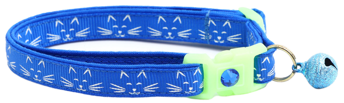Glowing Cat Faces Breakaway Cat Collar
