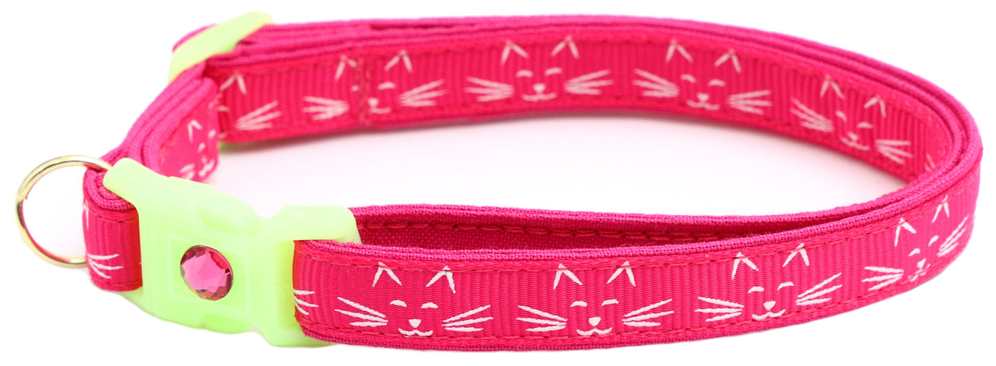 Glowing Cat Faces Breakaway Cat Collar