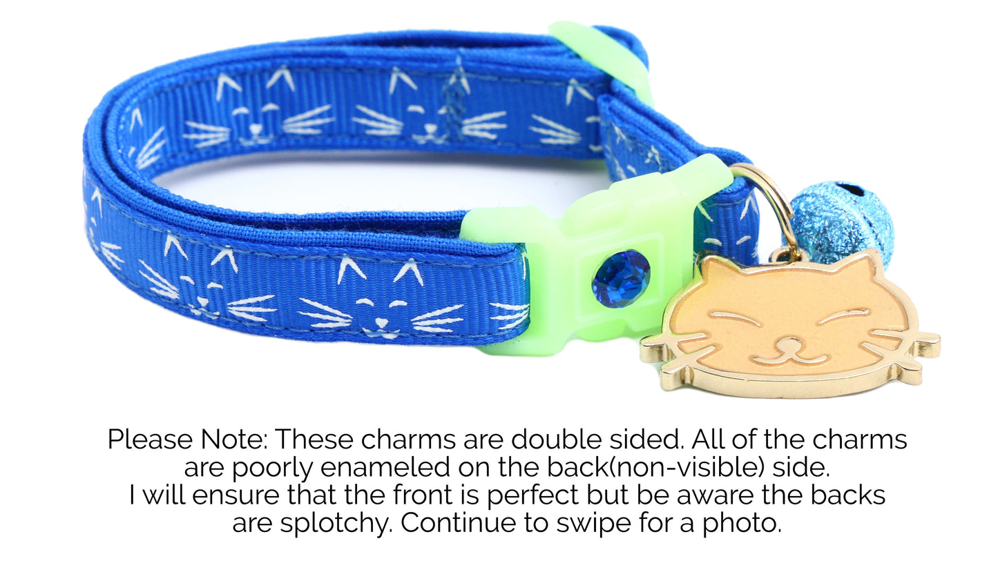 Glowing Cat Faces Breakaway Cat Collar