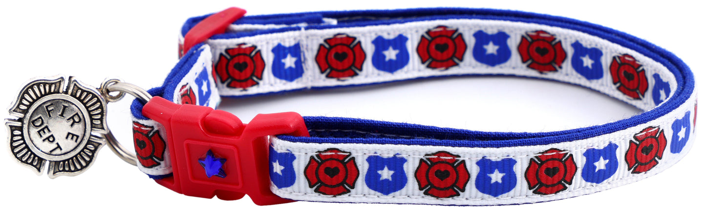 Fire and Police Badges Cat Collar
