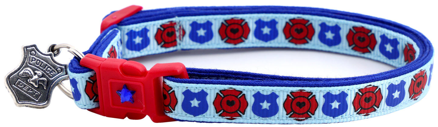 Fire and Police Badges Cat Collar