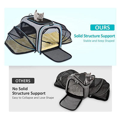 Pet Travel Haven: Expandable And Reflective Cat Carrier For Safe And Comfortable Journeys