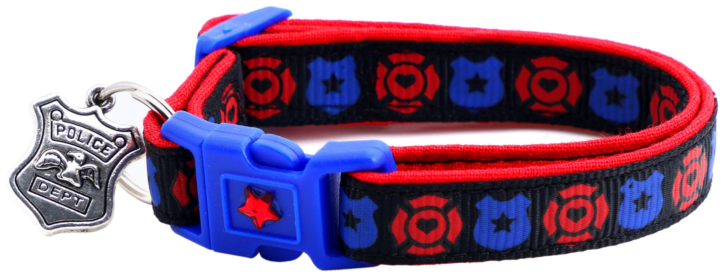 Fire and Police Badges Cat Collar